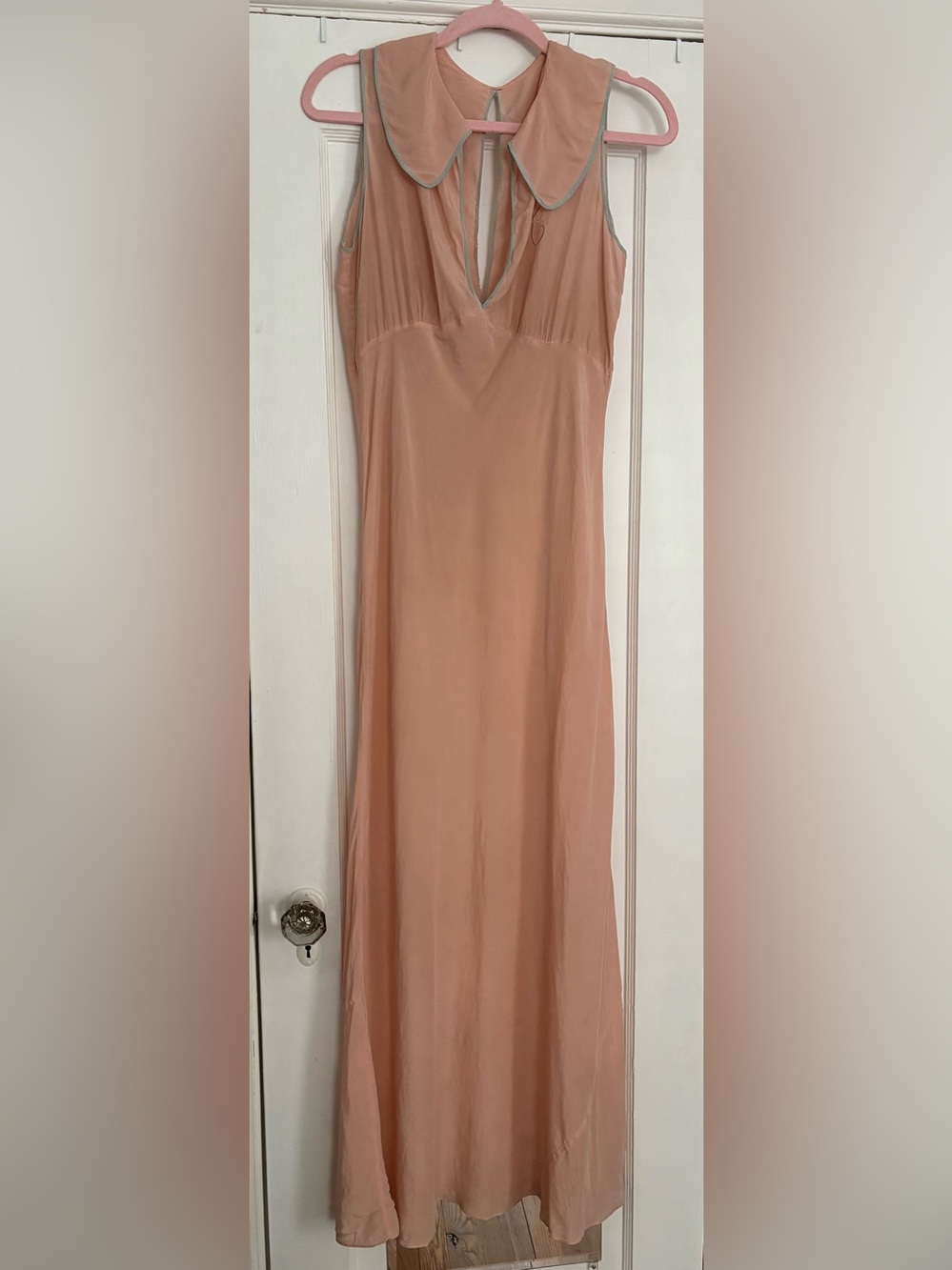 Vintage Silk Slip Dress with Peter Pan Collar
